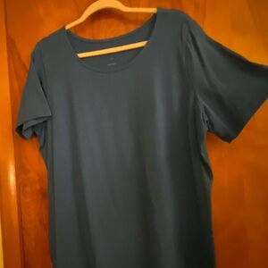 Susan Graver Blue Fitted Short Sleeve T-Shirt